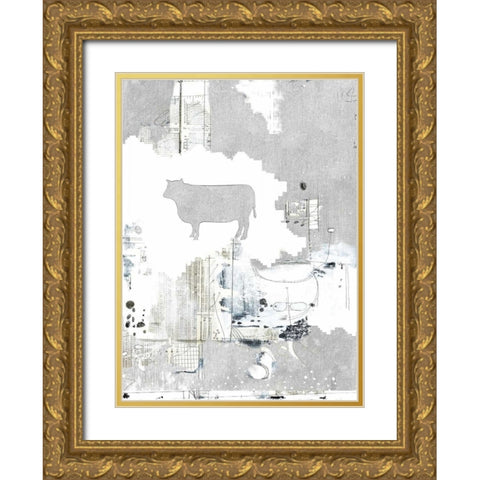 Industry Cow Gold Ornate Wood Framed Art Print with Double Matting by Ogren, Sarah