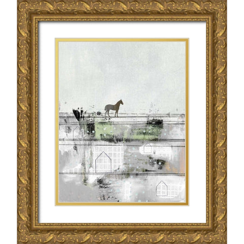 The Brown Horse Gold Ornate Wood Framed Art Print with Double Matting by Ogren, Sarah