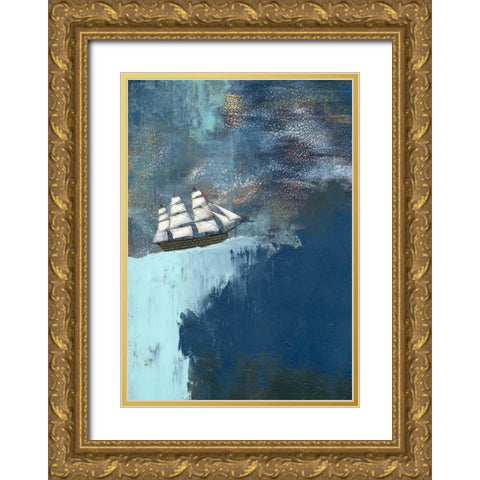 The Dark Blue Ocean Gold Ornate Wood Framed Art Print with Double Matting by Ogren, Sarah