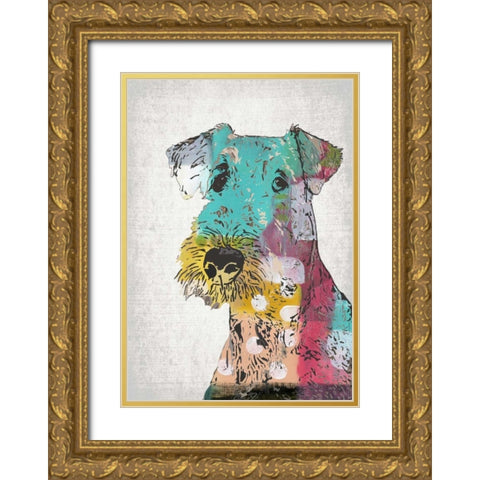 Abstract Dog Gold Ornate Wood Framed Art Print with Double Matting by Ogren, Sarah