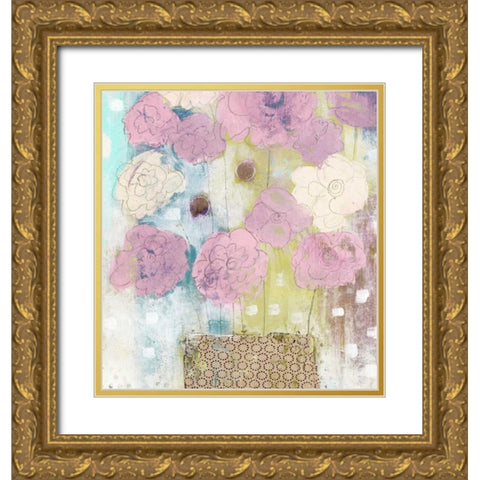 Lavender and Lime Flowers in Vase Gold Ornate Wood Framed Art Print with Double Matting by Ogren, Sarah