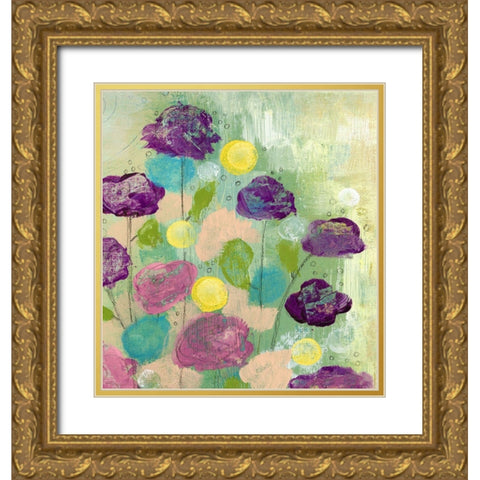 Purple Flowers Gold Ornate Wood Framed Art Print with Double Matting by Ogren, Sarah