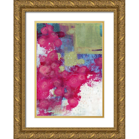 Hot Pink Roses II Gold Ornate Wood Framed Art Print with Double Matting by Ogren, Sarah