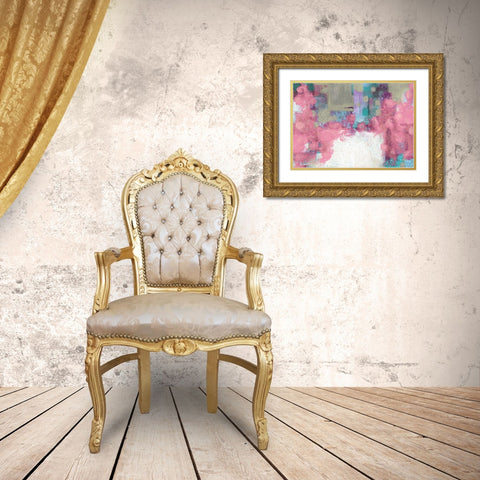 Light Pink Roses Gold Ornate Wood Framed Art Print with Double Matting by Ogren, Sarah