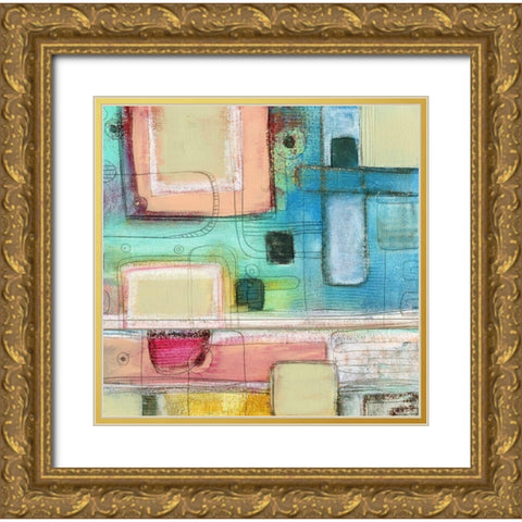 A Pale Pink Square Gold Ornate Wood Framed Art Print with Double Matting by Ogren, Sarah