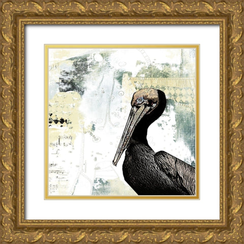 Pelican Palm Gold Ornate Wood Framed Art Print with Double Matting by Ogren, Sarah