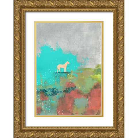 One Horse Gold Ornate Wood Framed Art Print with Double Matting by Ogren, Sarah