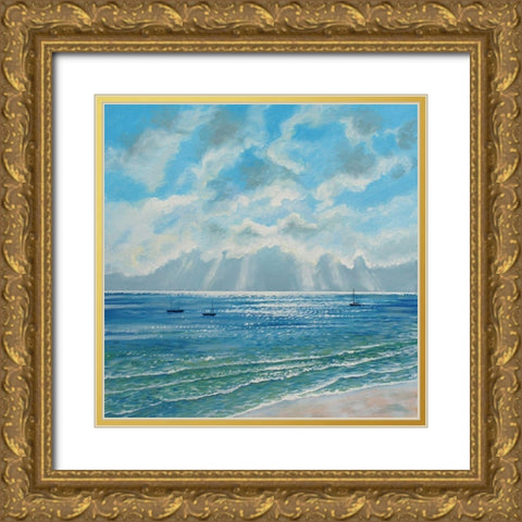 Boats Moored in Morning Sun Gold Ornate Wood Framed Art Print with Double Matting by Francis, Sandra