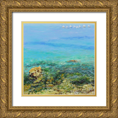 Clear Water Gold Ornate Wood Framed Art Print with Double Matting by Francis, Sandra