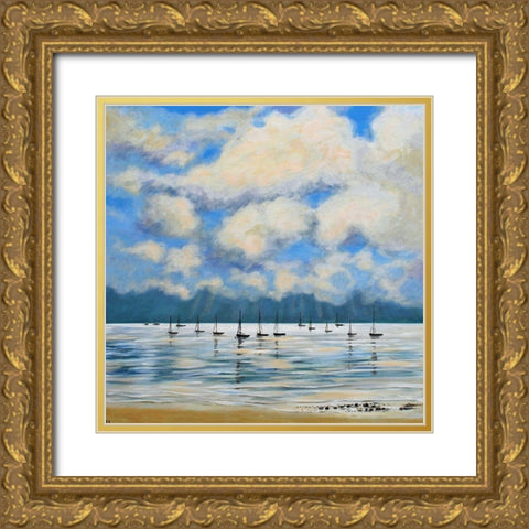Boat Reflections Off Shore Gold Ornate Wood Framed Art Print with Double Matting by Francis, Sandra
