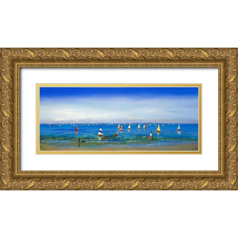 Sailing Away Gold Ornate Wood Framed Art Print with Double Matting by Francis, Sandra
