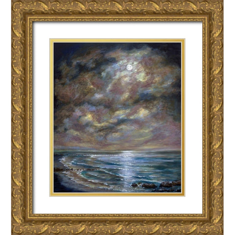 Moody Moon Light I Gold Ornate Wood Framed Art Print with Double Matting by Francis, Sandra