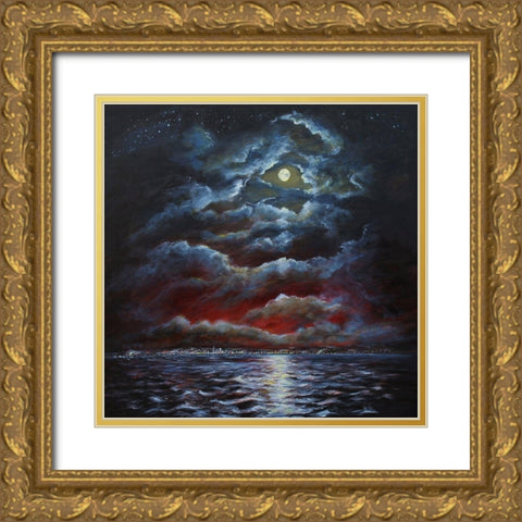 Moody Moon Light II Gold Ornate Wood Framed Art Print with Double Matting by Francis, Sandra