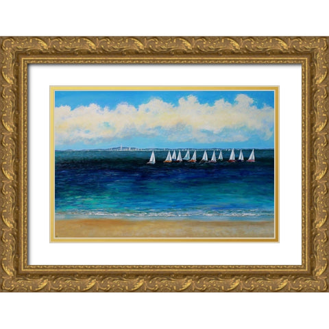 Summer Sailing Gold Ornate Wood Framed Art Print with Double Matting by Francis, Sandra