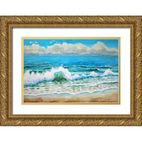 A Wave Gold Ornate Wood Framed Art Print with Double Matting by Francis, Sandra