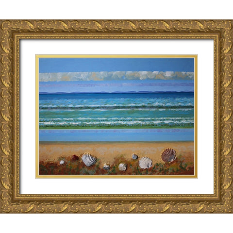 Shell Abstract Gold Ornate Wood Framed Art Print with Double Matting by Francis, Sandra