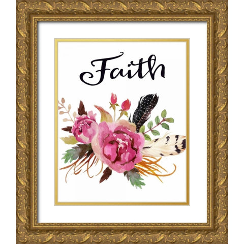 Faith Gold Ornate Wood Framed Art Print with Double Matting by Moss, Tara