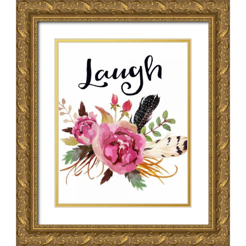 Laugh Gold Ornate Wood Framed Art Print with Double Matting by Moss, Tara