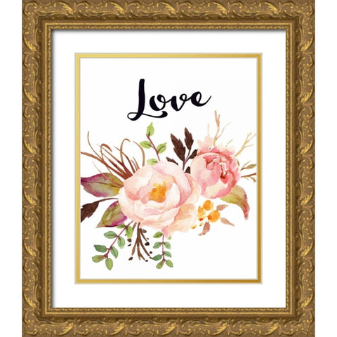 Love Gold Ornate Wood Framed Art Print with Double Matting by Moss, Tara