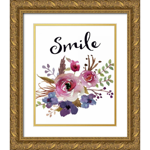 Smile Gold Ornate Wood Framed Art Print with Double Matting by Moss, Tara