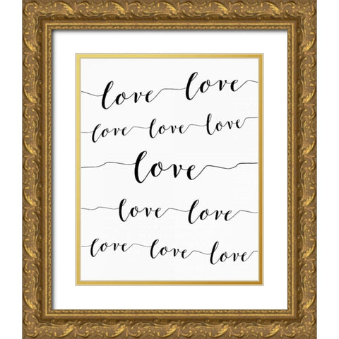 Love on White Gold Ornate Wood Framed Art Print with Double Matting by Moss, Tara