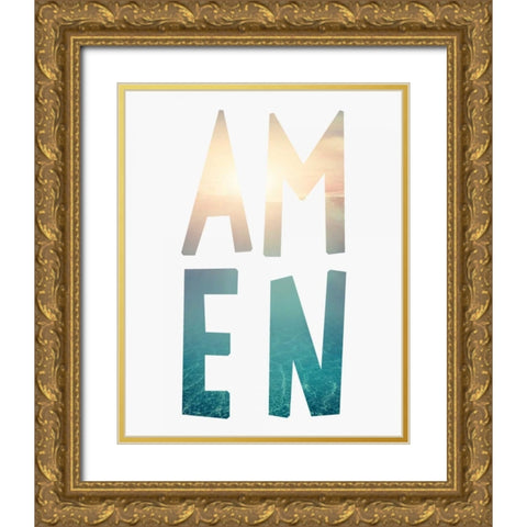 Amen Water Gold Ornate Wood Framed Art Print with Double Matting by Moss, Tara