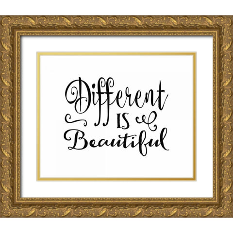 Different is Beautiful Gold Ornate Wood Framed Art Print with Double Matting by Moss, Tara