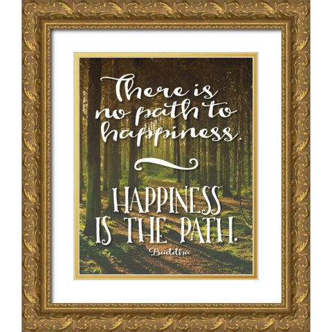 Buddha Path to Happiness Gold Ornate Wood Framed Art Print with Double Matting by Moss, Tara