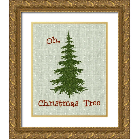 Oh Christmas Tree Gold Ornate Wood Framed Art Print with Double Matting by Moss, Tara
