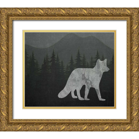Chalkboard Fox Gold Ornate Wood Framed Art Print with Double Matting by Moss, Tara