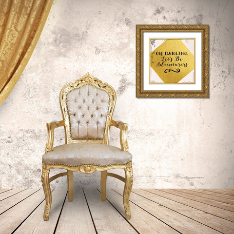 Lets Be Adventurers Gold Ornate Wood Framed Art Print with Double Matting by Moss, Tara