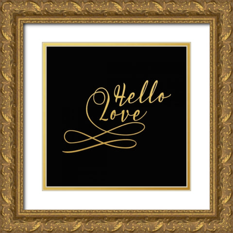 Hello Love Gold Gold Ornate Wood Framed Art Print with Double Matting by Moss, Tara