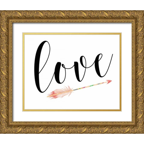Love with Arrow Gold Ornate Wood Framed Art Print with Double Matting by Moss, Tara