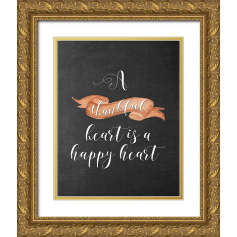 A Thankful Heart Gold Ornate Wood Framed Art Print with Double Matting by Moss, Tara