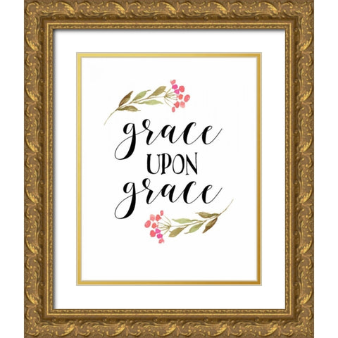 Grace Upon Grace Gold Ornate Wood Framed Art Print with Double Matting by Moss, Tara