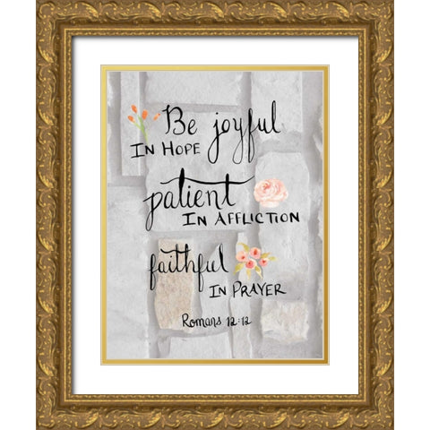 Romans 12:12 Brick Gold Ornate Wood Framed Art Print with Double Matting by Moss, Tara