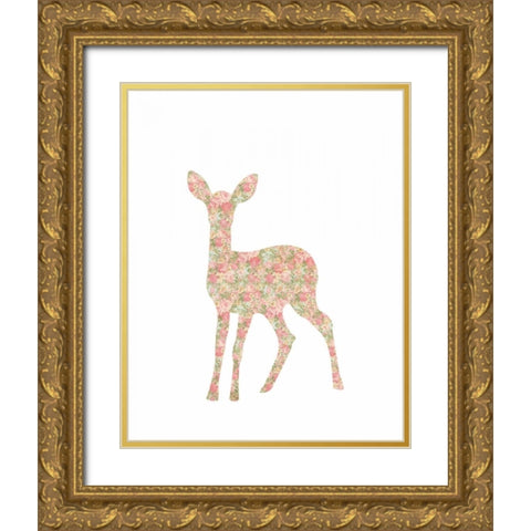 Shabby Chic Deer I Gold Ornate Wood Framed Art Print with Double Matting by Moss, Tara
