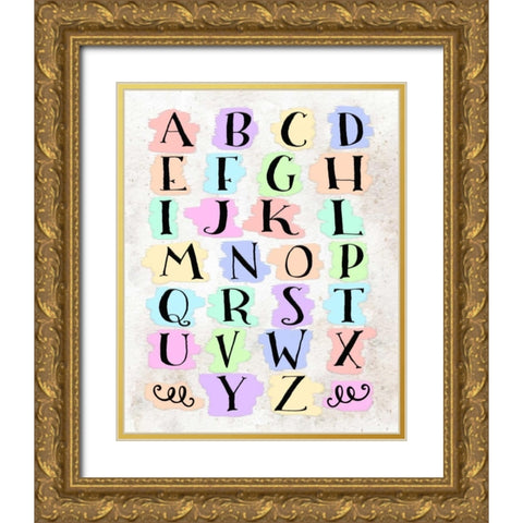 Colorful Alphabet Gold Ornate Wood Framed Art Print with Double Matting by Moss, Tara