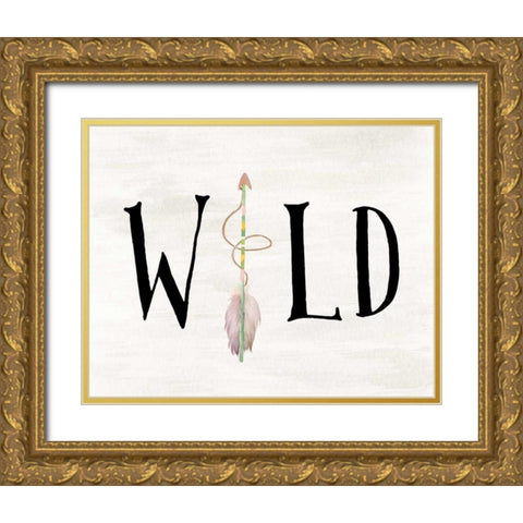 Wild Watercolor Arrow Gold Ornate Wood Framed Art Print with Double Matting by Moss, Tara