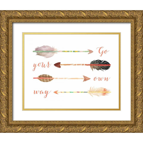 Arrows Go Your Own Way Gold Ornate Wood Framed Art Print with Double Matting by Moss, Tara