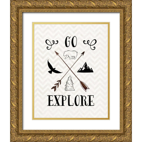 Go Explore Gold Ornate Wood Framed Art Print with Double Matting by Moss, Tara