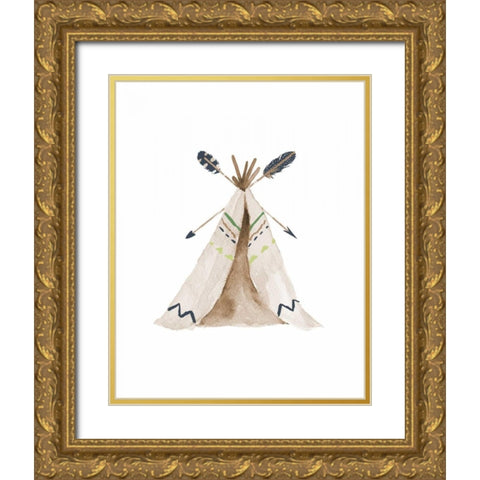 Green Tee Pee Gold Ornate Wood Framed Art Print with Double Matting by Moss, Tara