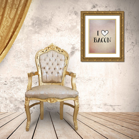 I Love Bacon Gold Ornate Wood Framed Art Print with Double Matting by Moss, Tara