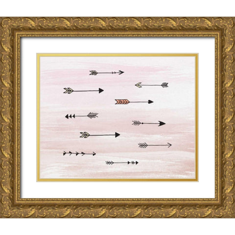 Arrows on Watercolor Gold Ornate Wood Framed Art Print with Double Matting by Moss, Tara