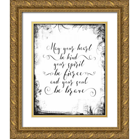 Kind Fierce Brave with Border Gold Ornate Wood Framed Art Print with Double Matting by Moss, Tara