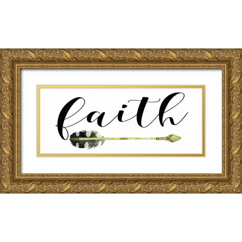 Faith with Arrow Gold Ornate Wood Framed Art Print with Double Matting by Moss, Tara