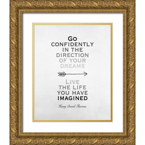 Go Confidently Ombre Gold Ornate Wood Framed Art Print with Double Matting by Moss, Tara