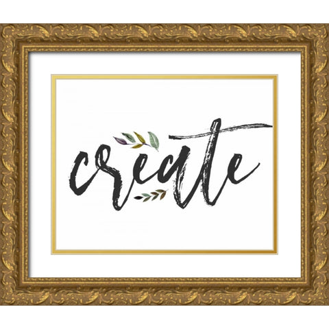 Create Floral Gold Ornate Wood Framed Art Print with Double Matting by Moss, Tara
