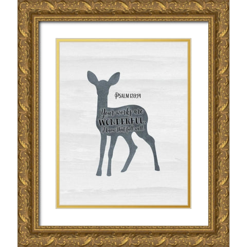 Psalm 139-14 Gold Ornate Wood Framed Art Print with Double Matting by Moss, Tara