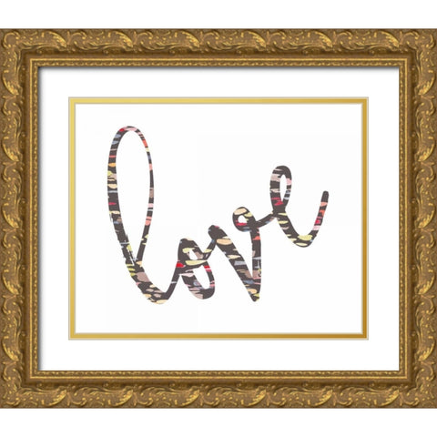 Love Confetti Gold Ornate Wood Framed Art Print with Double Matting by Moss, Tara